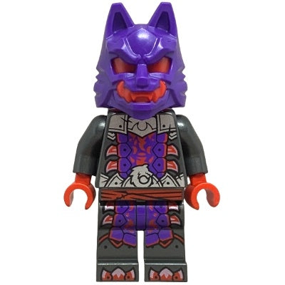 njo0895 Wolf Mask Warrior - Dark Purple and Red Mask