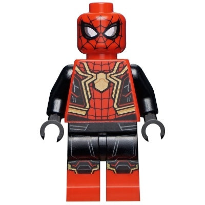 sh0778 Spider-Man - Black and Red Suit, Large Gold Spider, Gold Knee Trim (Integrated Suit)