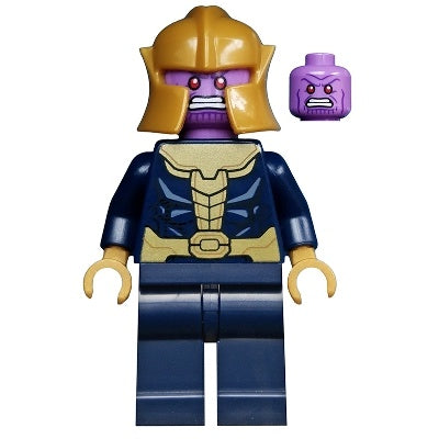 sh0696 Thanos - Minifigure, Dark Blue and Gold Outfit, Dark Blue Arms, Plain Legs, Helmet