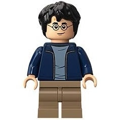 hp175 Harry Potter - Dark Blue Open Jacket Over Sand Blue Shirt, Dark Tan Medium Legs