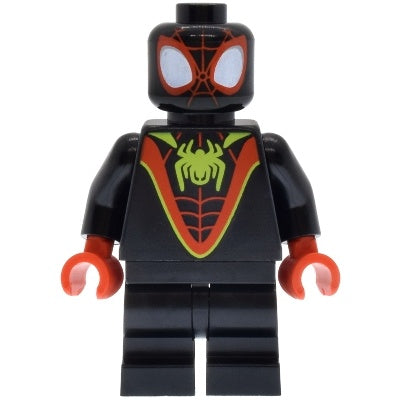 sh1034 Spider-Man (Miles 'spin' Morales) - Black Medium Legs, Lime Spider Logo