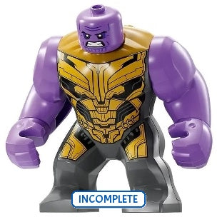 sh0896 Thanos - Large Figure, Dark Bluish Gray Outfit with Gold Armor, Printed Legs, Angry (Incomplete, Read Details)