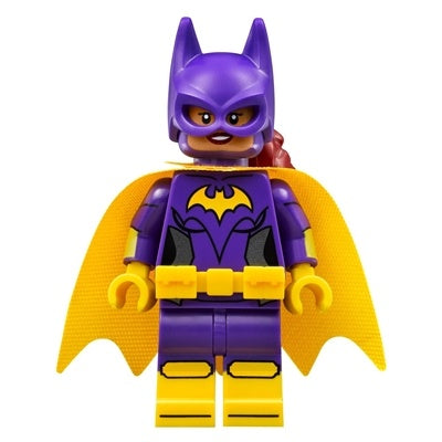 sh0305 Batgirl - Minifigure, Dark Purple Suit, Yellow Cape, Open Mouth Smile/Concerned