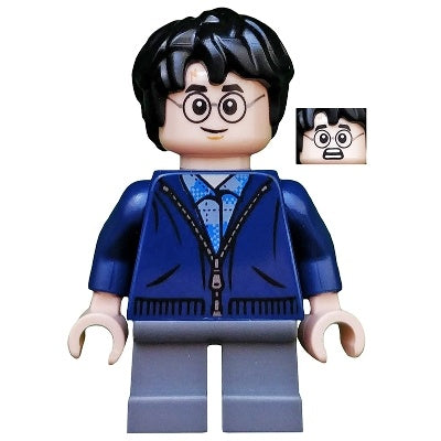 hp153 Harry Potter - Dark Blue Zip Up, Dark Bluish Gray Short Legs