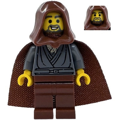 sw1379 Jedi Bob (Bobarian Afol) - Dark Bluish Gray Tunic, Reddish Brown Hood and Cape