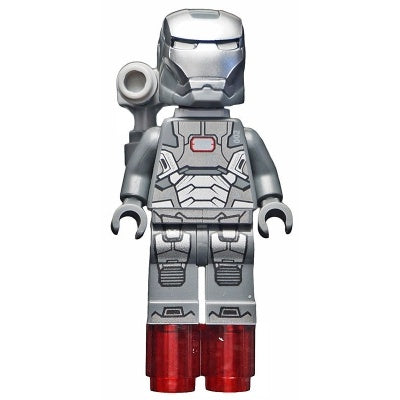 sh0066 War Machine - Dark Bluish Gray and Silver Armor with Backpack