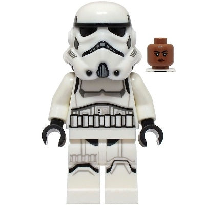 sw1326 Imperial Stormtrooper - Female, Dual Molded Helmet with Light Bluish Gray Panels on Back, Shoulder Belts, Medium Brown Head