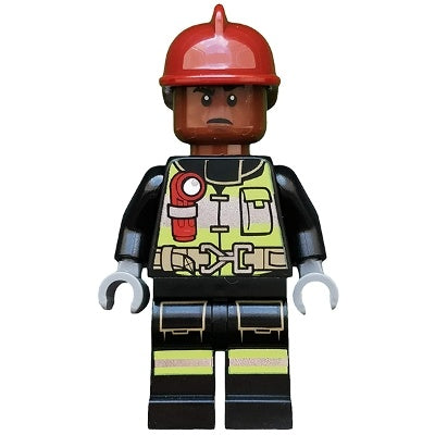 sh0579 Firefighter - Dark Red Fire Helmet, Reddish Brown Head, Reflective Stripes
