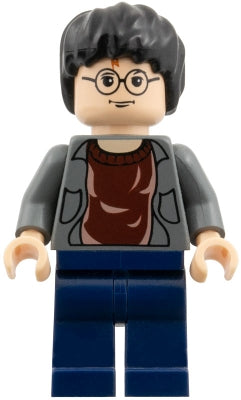 hp057 Harry Potter - Dark Bluish Gray Open Shirt Torso, Dark Blue Legs