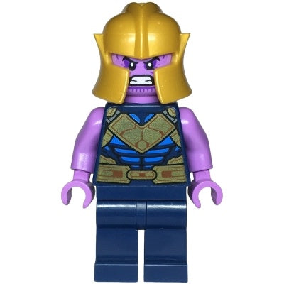 sh0906 Thanos - Minifigure, Dark Blue and Gold Outfit, Medium Lavender Arms, Helmet