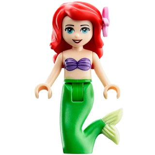 dp014 Ariel, Mermaid (Light Nougat) - Medium Lavender Shell Bra Top, Bright Green Tail, Medium Azure Eyes, Bright Pink Flower