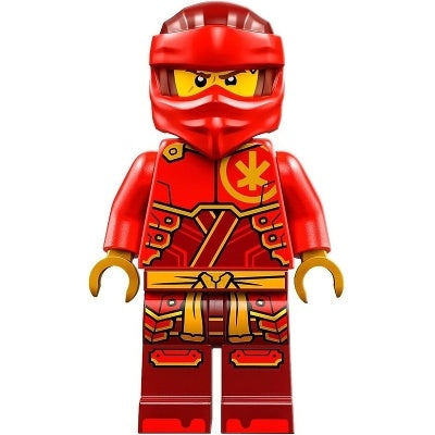 njo0858 Kai - Dragons Rising, Tunic with Large Armor Plates, Dark Red and Red Head Wrap