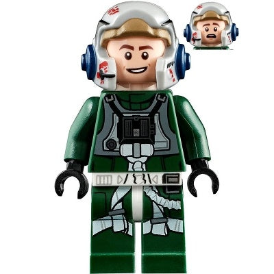 sw1092 Rebel Pilot A-WING (Open Helmet, Dark Green Jumpsuit, Smile/Scared) (Arvel Crynyd)