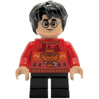 hp589 Harry Potter - Red Holiday Sweater, Black Short Legs