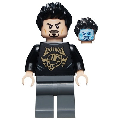 sh0747 Tony Stark - Black Shirt with Gold Helmet