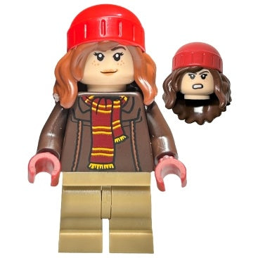 hp460 Hermione Granger - Reddish Brown Jacket with Dark Red Scarf, Dark Tan Medium Legs, Reddish Brown Hair with Red Beanie