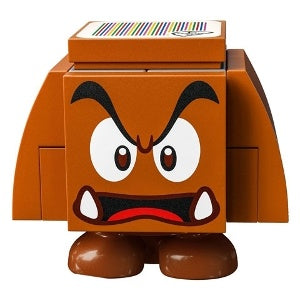 mar0115 Goomba (Dark Bluish Gray Interior Pieces) - Angry, Open Mouth