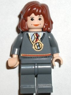 hp054 Hermione Granger - Gryffindor Stripe Torso with Time Turner Necklace, Dark Bluish Gray Legs