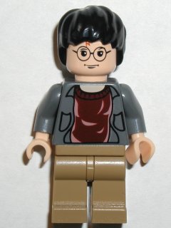 hp041 Harry Potter - Dark Bluish Gray Open Shirt Torso, Dark Tan Legs