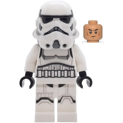 sw1455 Imperial Stormtrooper - Male, Dual Molded Helmet with Light Bluish Gray Panels on Back, Shoulder Belts, Medium Nougat Head