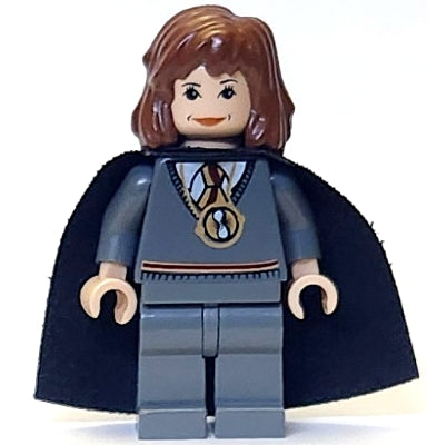 hp063 Hermione Granger - Gryffindor Stripe Torso with Time Turner Necklace, Dark Bluish Gray Legs, Black Cape
