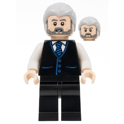sh0789 Alfred Pennyworth - Black Vest, Light Bluish Gray Hair, Dark Bluish Gray Beard