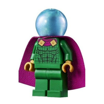 sh0709 Mysterio - Light Bluish Gray Head, Satin Trans-Light Blue Helmet, Double Hole Cape