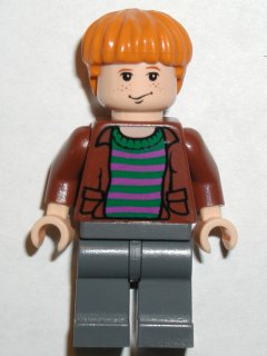 hp058 Ron Weasley - Brown Open Shirt and Striped Sweater