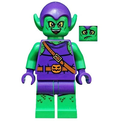 sh0196 Green Goblin - Bright Green Skin, Dark Purple Outfit, Large Yellow Eyes