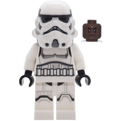 sw1454 Imperial Stormtrooper - Male, Dual Molded Helmet with Light Bluish Gray Panels on Back, Shoulder Belts, Umber Head
