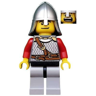 cas438 Kingdoms - Lion Knight Scale Mail with Chest Strap and Belt, Helmet with Neck Protector, Open Mouth (Dual Sided Head)