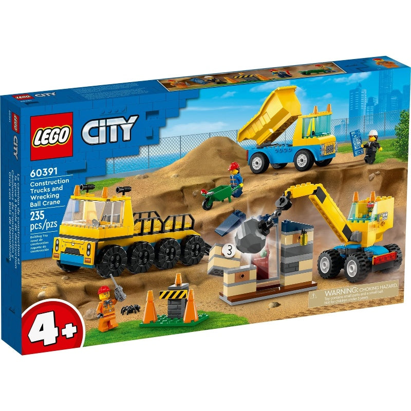 60391 Construction Trucks and Wrecking Ball Crane (Retired New-In-Box)
