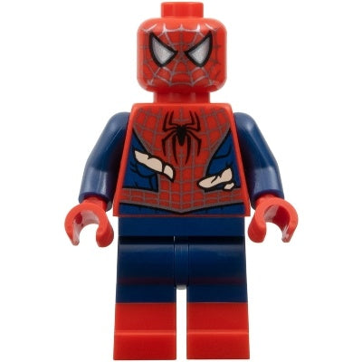 sh1057 Spider-Man - Dark Blue Arms and Legs, Red Boots, Silver Webbing, Light Nougat Costume Tears