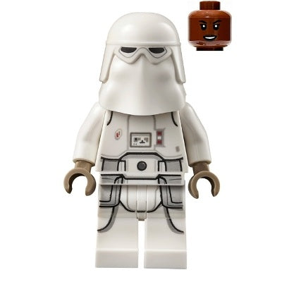 sw1180 Snowtrooper - Female, Printed Legs, Dark Tan Hands, Reddish Brown Head, Open Mouth Smirk
