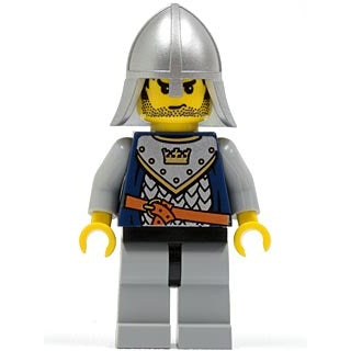 cas360 Fantasy Era - Crown Knight Scale Mail with Crown, Helmet with Neck Protector, Black Messy Hair and Stubble