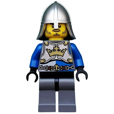 cas516 Castle - King's Knight Breastplate with Crown and Chain Belt, Helmet with Neck Protector, Closed Grin with Stubble