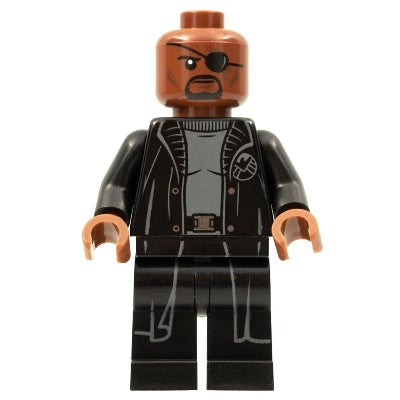 sh0585b Nick Fury - Gray Sweater and Black Trench Coat, No Shirt Tail