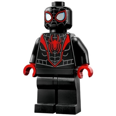 sh0855 Spider-Man (Miles Morales) - Dark Bluish Gray Webbing on Head, Red Hands