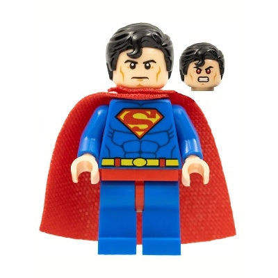 sh0156 Superman - Blue Suit, Spongy Cape, Hair with Front Curl, Frown/Red Eyes