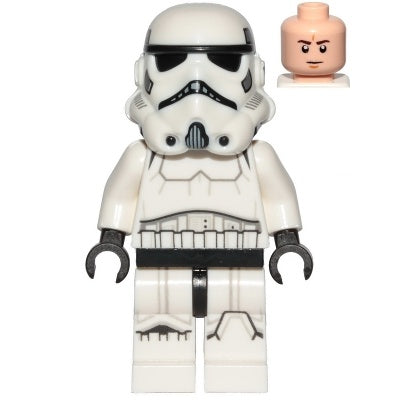 sw1137 Imperial Stormtrooper - Male, Dual Molded Helmet with Light Bluish Gray Panels on Back, Light Nougat Head, Frown