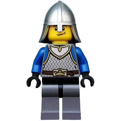 cas536 Castle - King's Knight Scale Mail, Crown Belt, Helmet with Neck Protector, Smirk
