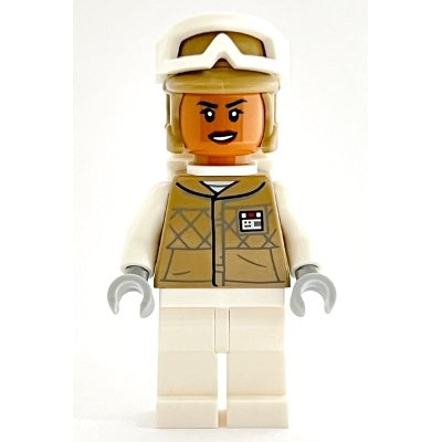 sw1185 Hoth Rebel Trooper Dark Tan Uniform and Helmet, White Legs and Backpack, Female