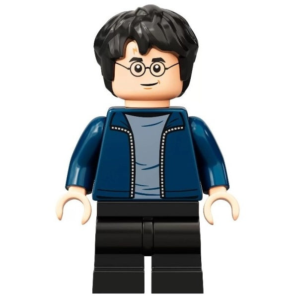 hp288 Harry Potter - Dark Blue Open Jacket Over Sand Blue Shirt, Black Medium Legs