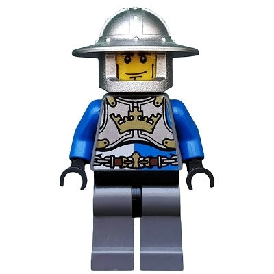 cas520 Castle - King's Knight Breastplate with Crown and Chain Belt, Helmet with Broad Brim, Cheek Lines