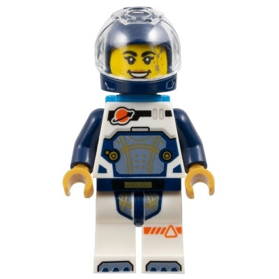 cty1692 Astronaut - Female, White Spacesuit with Dark Blue Arms, Dark Blue Helmet, Trans-Clear Visor, Dark Azure Jet Pack
