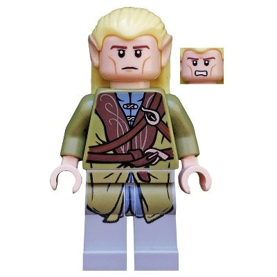 lor015 Legolas - Olive Green Robe, Long Cheek Lines