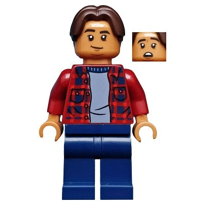 sh0602 Ned Leeds - Dark Red Plaid Shirt, Dark Blue Legs
