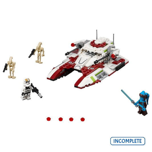 75182 Republic Fighter Tank (Cracked Aayla + Clone) (Incomplete Pre-Owned, Read Details)
