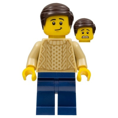 twn388 Male with Tan Knit Sweater, Dark Blue Legs and Dark Brown Hair