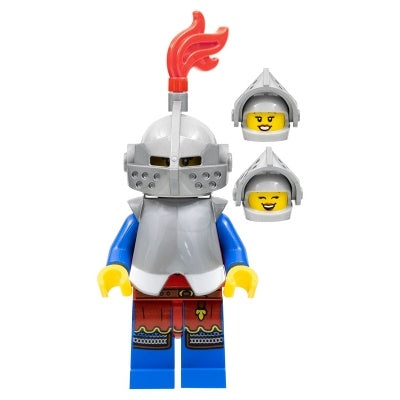 cas559 Lion Knight - Female, Light Bluish Gray Helmet, Flat Silver Visor, Red Plume, Flat Silver Armor